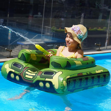 Inflatable Tank Pool Floats Kids - Jasonwell Toddler Pool Floaties Swimming Pool Tank with Water Cannon Gun Swim Floaty Rafts Lake Beach Party Pool Toys for Boys Girls - Jasonwell